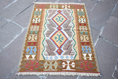 Turkish Rug 36” x 47” Vintage Anatolian Oushak Rug Natural Color Wool Rug
