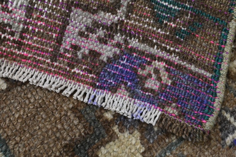 BROWN Turkish Oushak Rug 1x2 Vintage Handmade Anatolian Small Doormat Kilim gallery