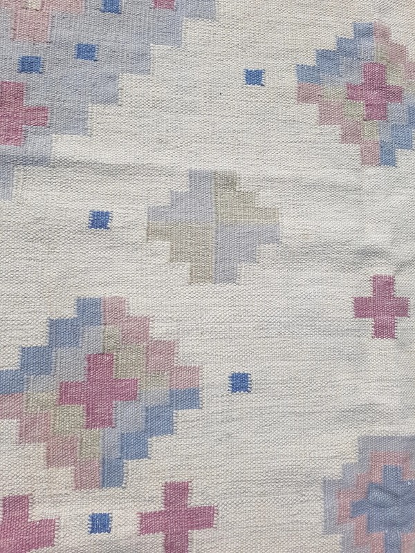 Vintage Handmade Swedish Rölakan flatweave Wool Multicolor Kilim Rug 7.6x5.6 ft gallery