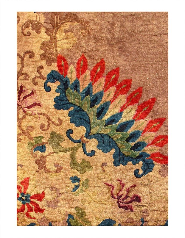 Light brown Antique Chinese Art Deco Rug 9'x 12' gallery