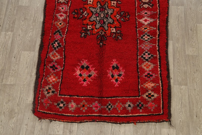 Vintage Authentic Moroccan Vegetable Dye Hand-knotted Oriental Area Rug 5x10 RED gallery