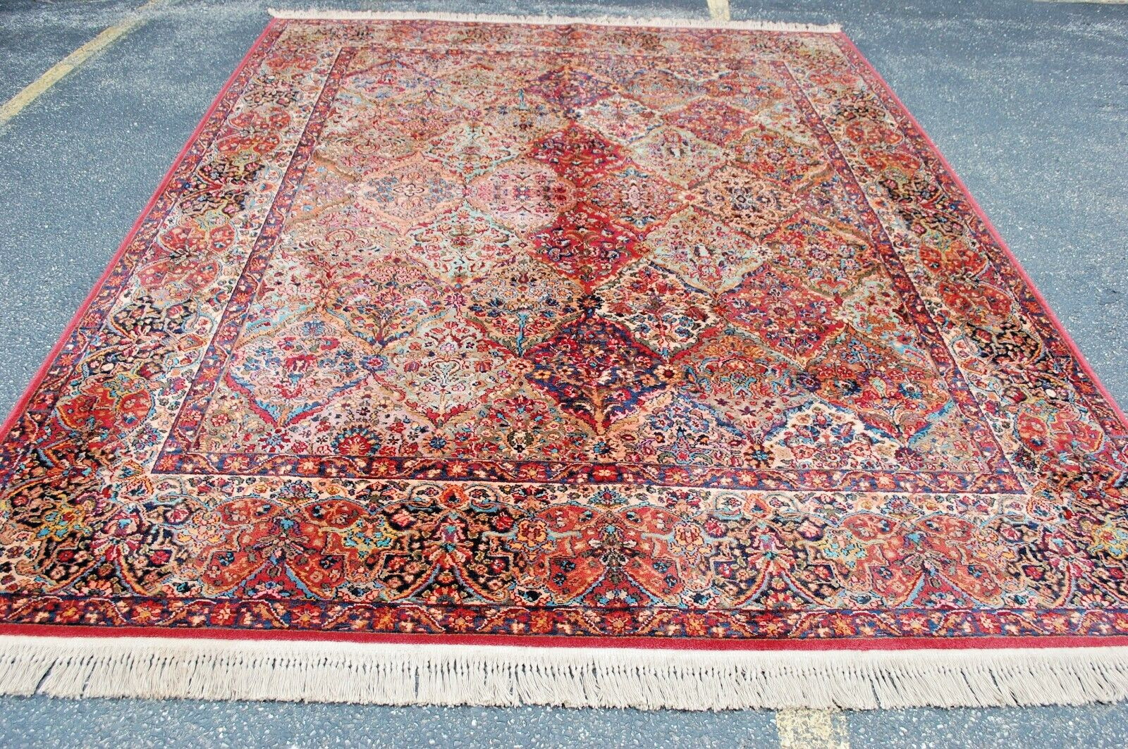 ANTIQUE EARLY KARASTAN KIRMAN MULTI_COLOR PANEL PATTERN#717 RUG CARPET 8.8 X10.6 gallery
