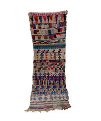 Moroccan Boucherouite Vintage Berber Rug, Unique Geometrie Home Rug 2’9×8’8’ft