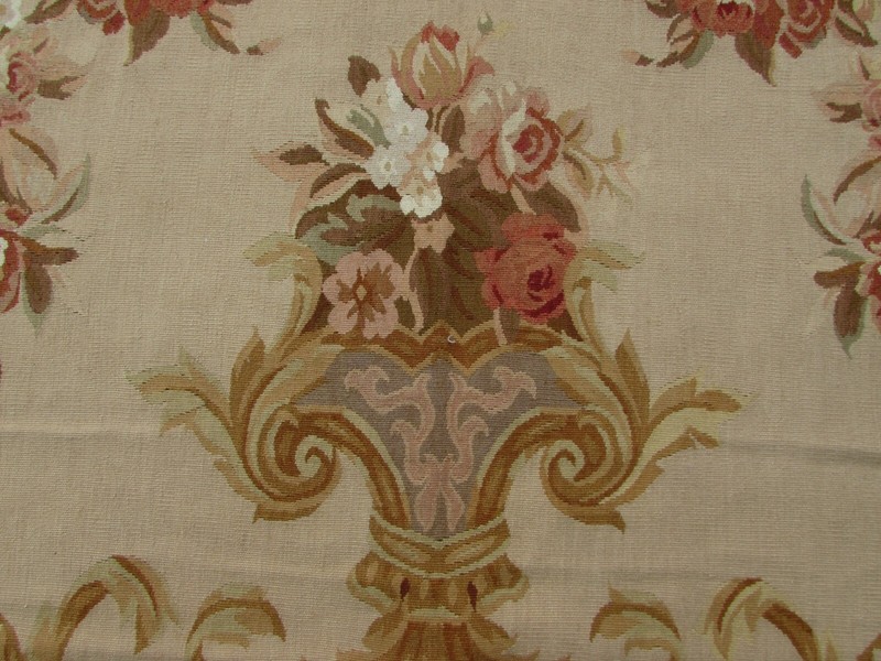 Vintage Hand Made French Design Wool Brown Beige Original Aubusson 375X263cm gallery