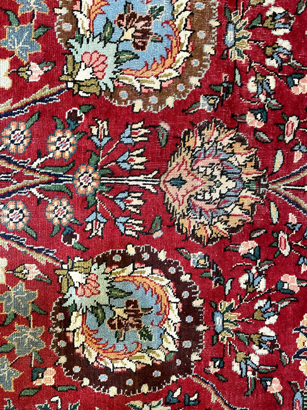 Antique Oriental Hand-Knotted Wool Area Rug Red/Navy Blue/Green 9'10" x 16' gallery