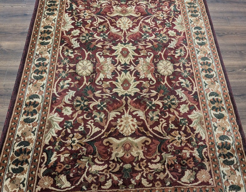 Turkish Rug 5x7, Oriental Power Loomed Carpet, Burgundy Green Beige, Traditional gallery