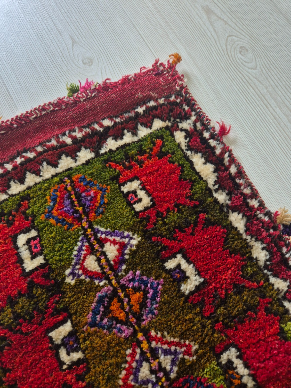 Antique Turkish Kozak Bergama Hand-Knotted Rug Pillow 14x30" - Collector’s Piece gallery