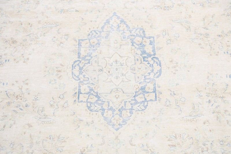 Muted Distressed Handmade Area Rug 10x13 Ft Beige Wool Carpet Oriental Rug gallery