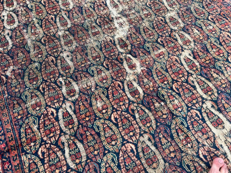 Antique Caucasian Gul Rug Hand Knotted Distressed Low Pile Turkish Style 5.2x12F gallery