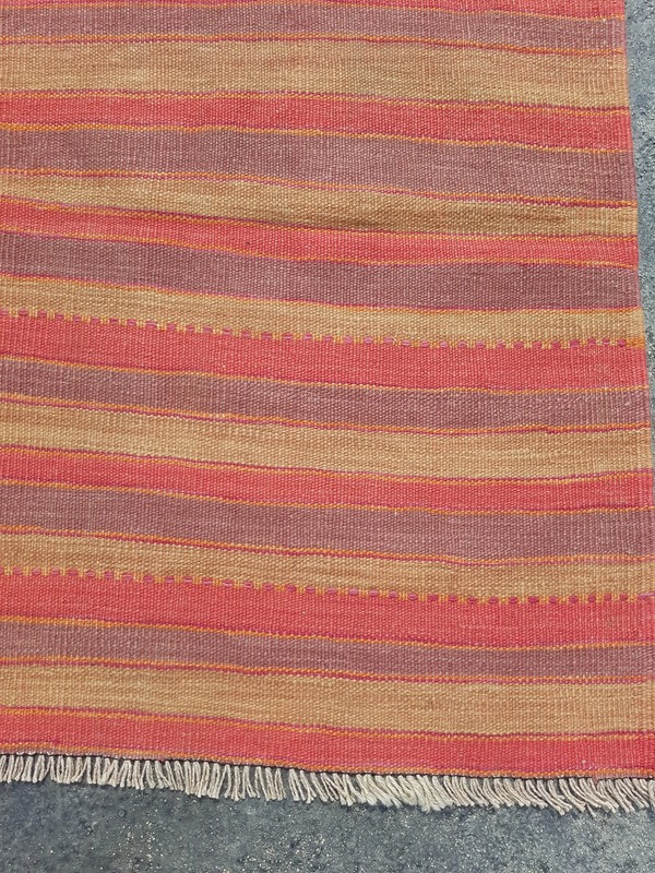Vintage Traditional Handmade Turkish Striped Wool Multi Kilim Runner 6x1.8ft gallery