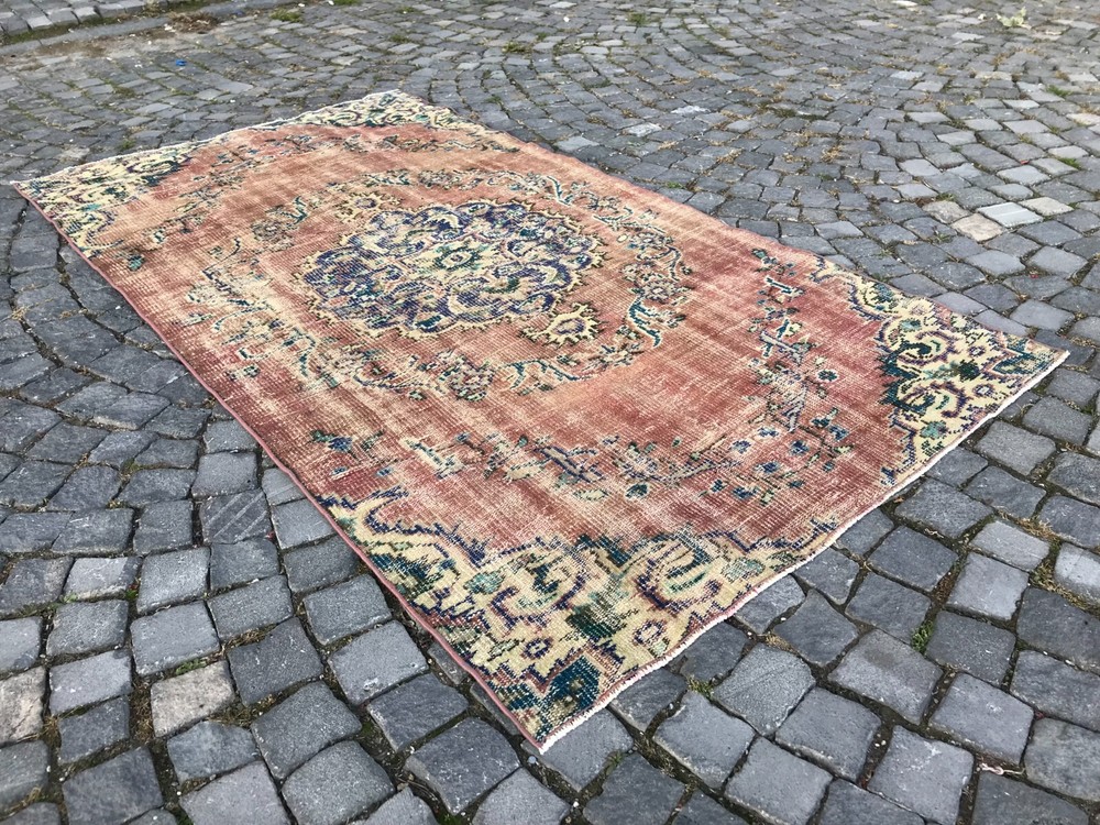 Turkish Antique rug Bohemian Area rug Oushak rug Vintage Rug Handmade Wool rug
