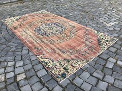 Turkish Antique rug Bohemian Area rug Oushak rug Vintage Rug Handmade Wool rug