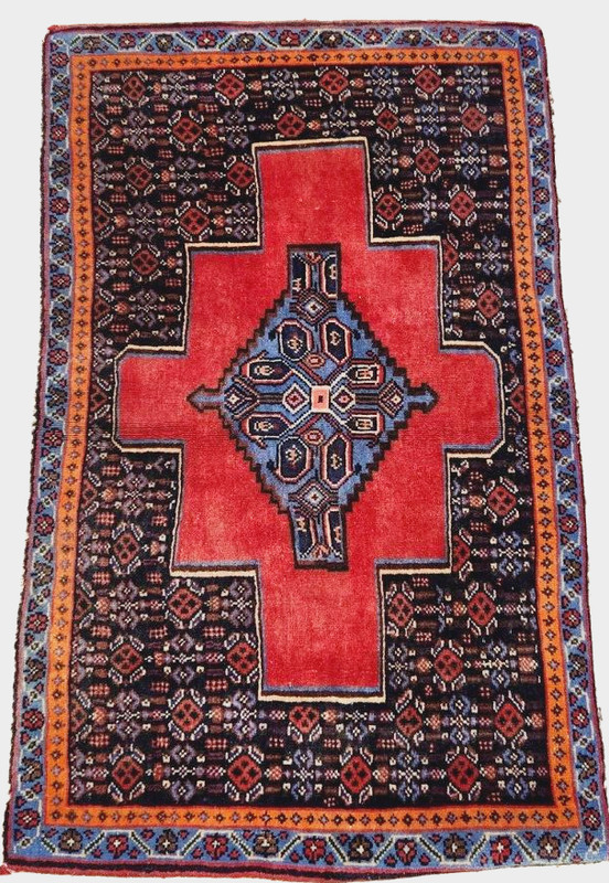 36"X 22" HAND-KNOTTED ANTIQUE CAUCASIAN KURDISH SANEH-BIJARI TRIBAL WOOL RUG' gallery