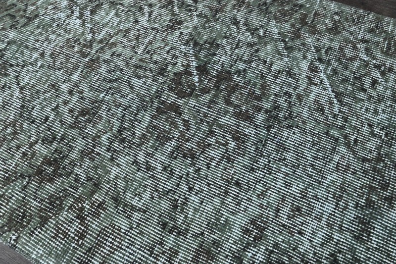 Vintage Turkish Runner Rug 2x8ft GREEN Handmade Anatolian Oushak Hallway Wool gallery