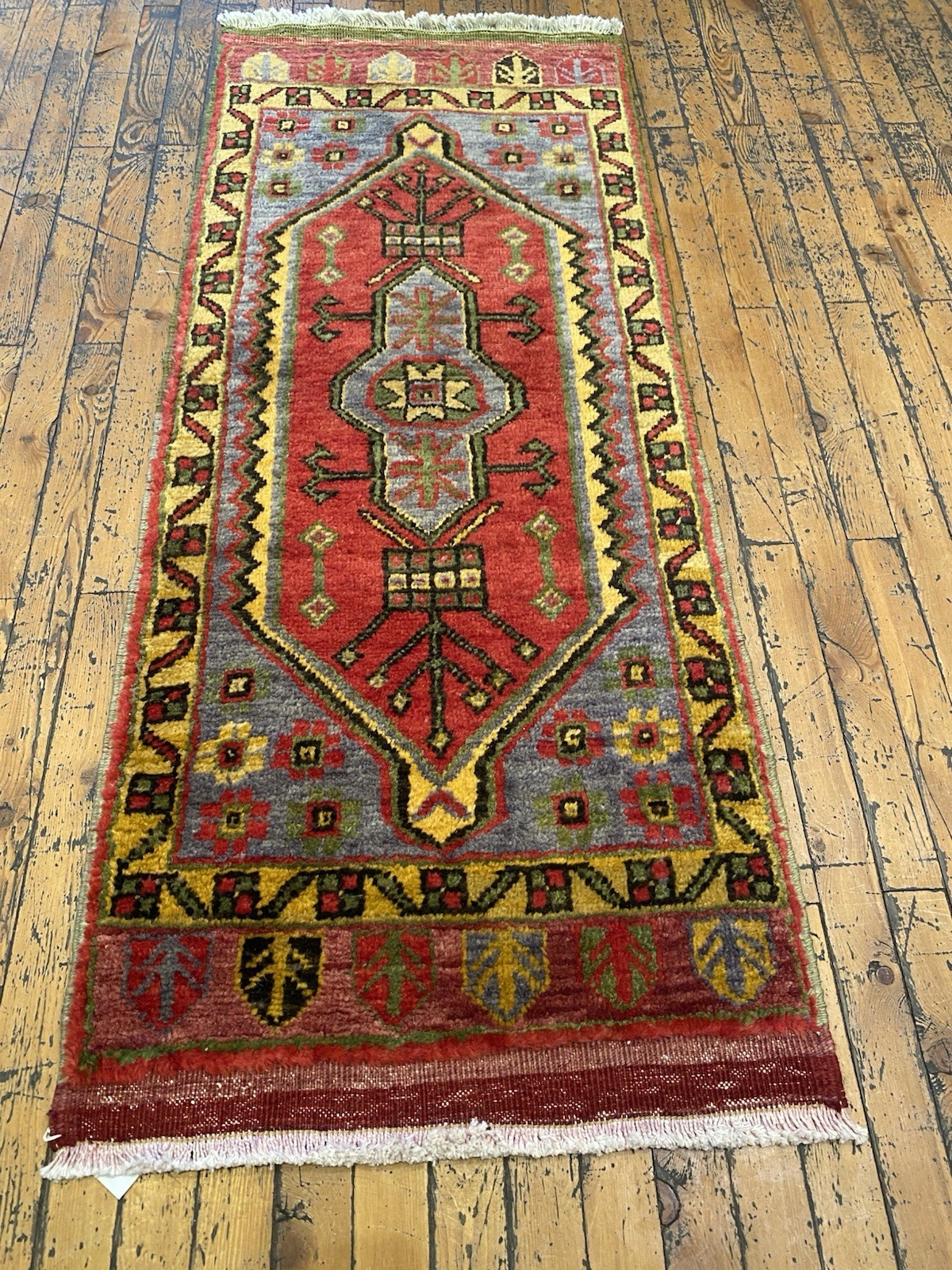 Beautiful Antique 1940-1950's Wool Pile Henna Dye Tribal Runner Rug 1’10”x4’6” gallery