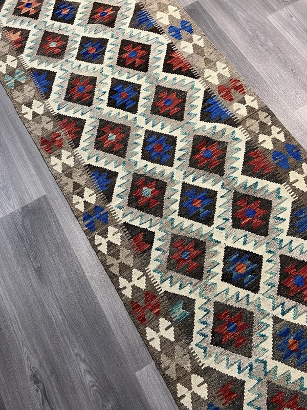 Handmade Kilim Runner wool natural colours Afghan Traditional 287cmx87cm gallery