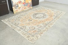 5×9 Turkish Antique Rug Anatolian Hand-Knotted Vintage Oushak Large Carpet,186