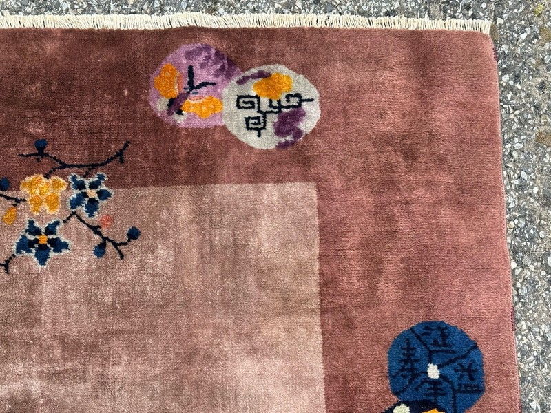 Ci 1920's ANTIQUE ART DECO CHINESE WALTER NICHOLS RUG 4x6.8 HEALTHY EVEN PILE gallery