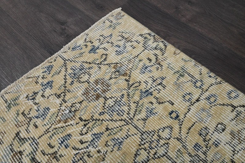 Vintage Turkish Runner Rug 2x7ft Wool Anatolian Handmade Hallway Oushak BEIGE gallery