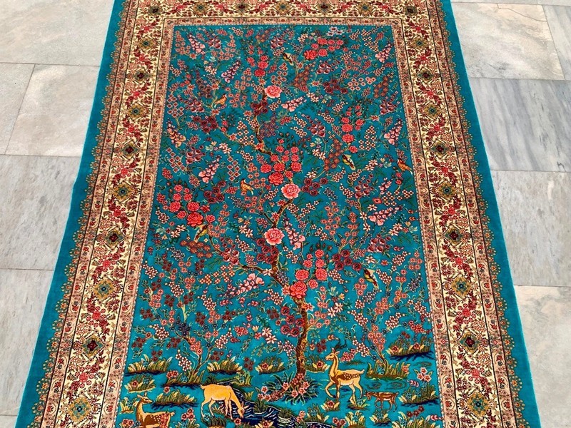 New Pictorial Rug Hi Qaulity Power Loomed Tree of Life Silk Carpet 3x5 ft gallery