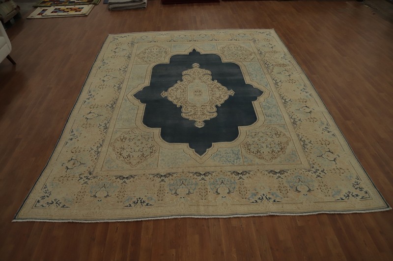 Traditional Geometric Area Rug 10x12 Vegetable Dye Handmade Wool Vintage Carpet gallery