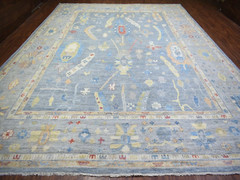 11’10″x16′ Blue, Natural Dyes Extra Soft Wool, Hand Knotted Angora Oushak Rug