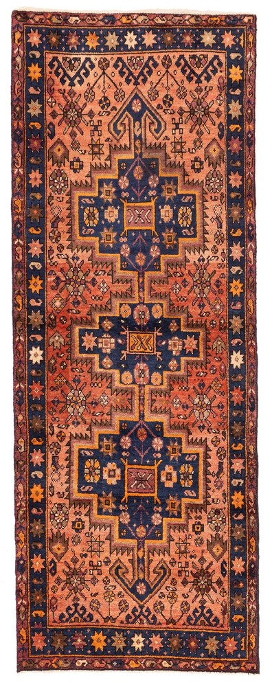 3'4" x 8'10" Vintage Hand-knotted Runner Rug Traditional Oriental Wool Carpet