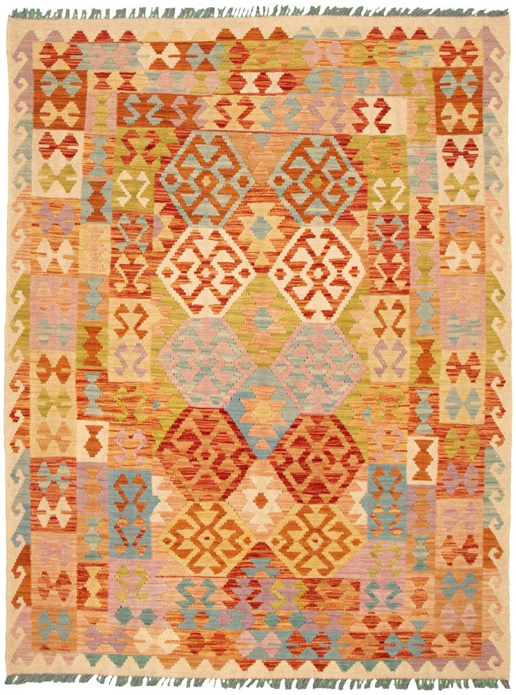 Vintage Hand Woven Area Rug 4'11" x 6'8" Traditional Wool Oriental Carpet