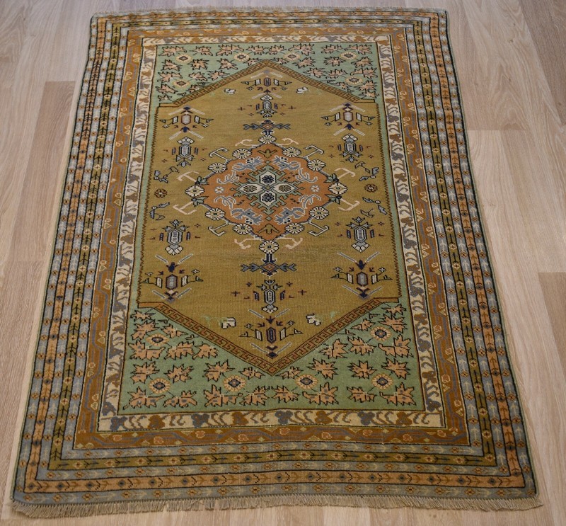 Rare 1910's Antique Turkish Kula Geometric Handmade Rug 4Ft x 6Ft Free Shipping gallery