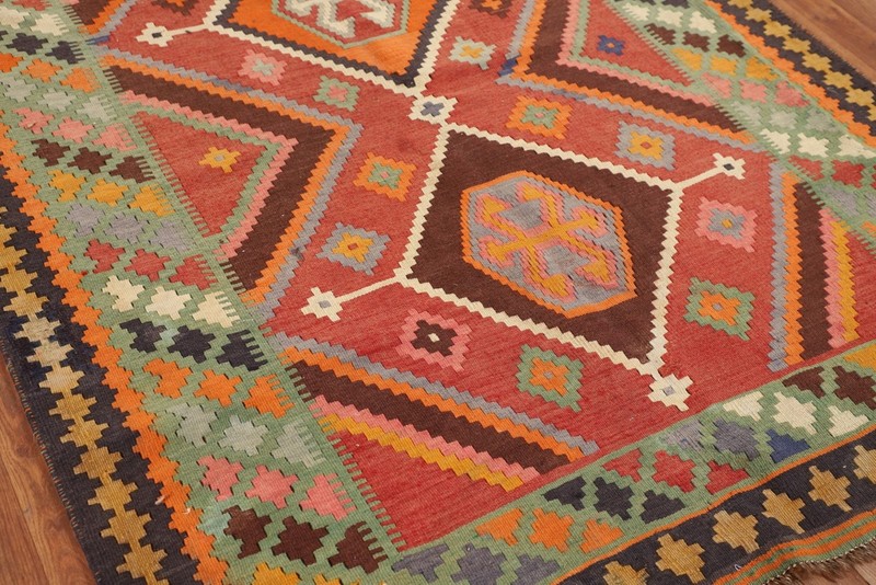 Vegetable Dye Kilim Area Rug 5x9 Ft Hand-Woven Oriental Tribal Wool Carpet gallery