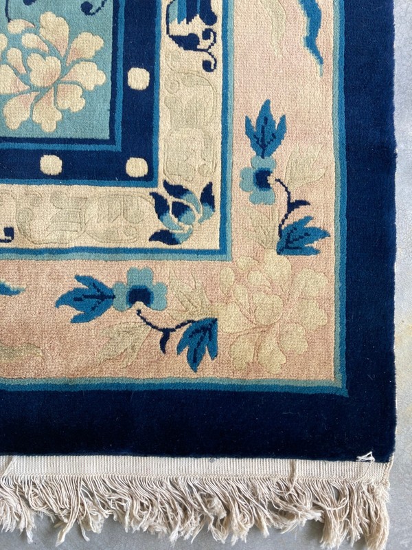 Vintage Hand-Knotted Chinese Peking Floral Medallion Wool Area Rug 310x217 cm gallery