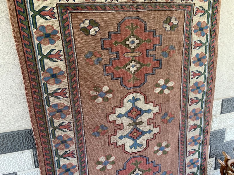 Turkish Kurdish Vintage Rug | 4.3 x 6.5 ft | Handwoven Anatolian Tribal Geometri gallery