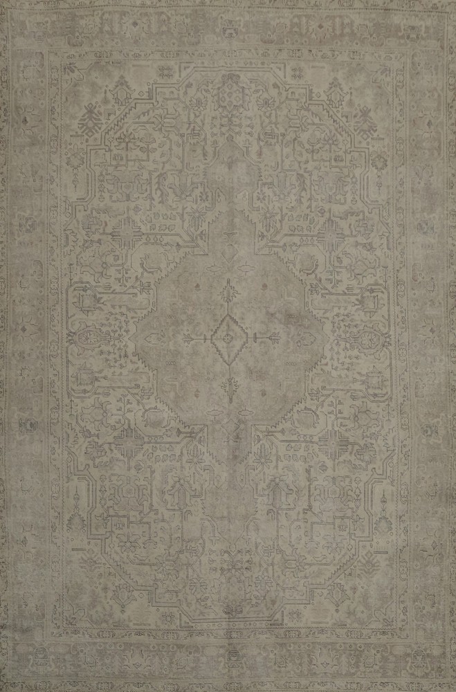 Distressed Muted Handmade Area Rug 10x13 with Vintage Geometric Motifs Carpet
