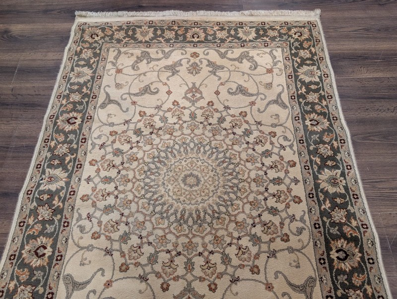 Per'sian Design Rug 4x6, Cream & Green, Medallion, Belgium Power-Loomed Rug gallery