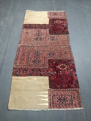 Red Vintage Bekhtiari Wool Rug, Very Old Kurdish Antique Hand-Knotted Rug 2.9x6f