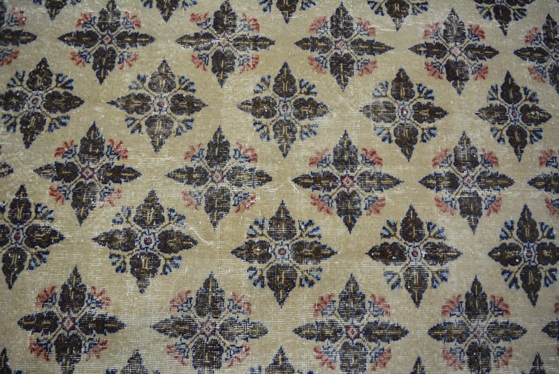 Beige Vintage Oushak Carpet, 4.6x8ft, Antique Turkish Rug, Floral Handmade Rug, gallery