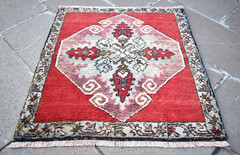 Vintage Turkish Rug 29” x 30” Anatolian Kirsehir Rug Hand-knotted Wool Rug