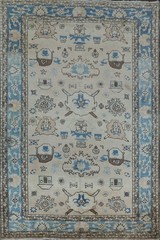 Refined Blue and Beige Traditional Rug 6×10 Ft Handmade Vintage Wool Carpet