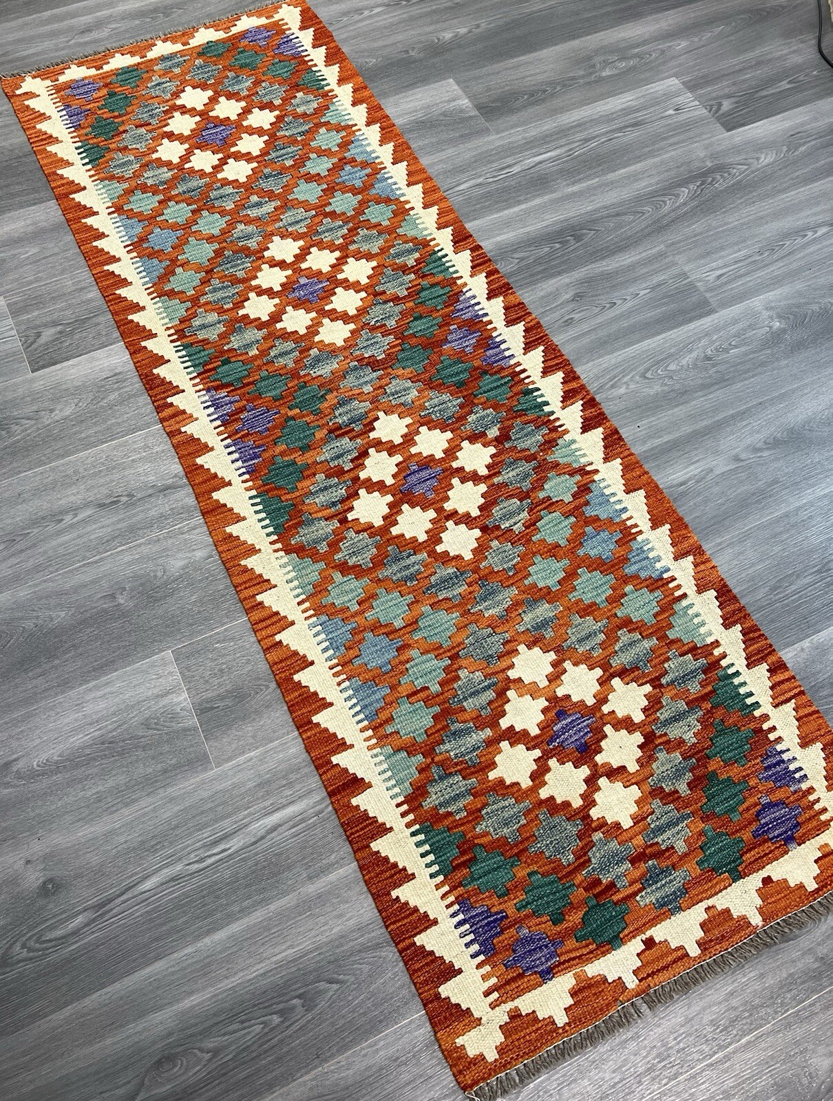 Handmade Kilim Runner wool natural colours Afghan Traditional 192cmx74cm gallery