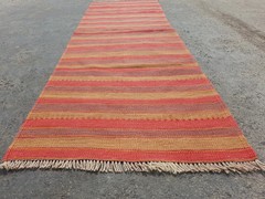Vintage Traditional Handmade Turkish Striped Wool Multi Kilim Runner 6×1.8ft