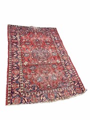 ANTIQUE Heriz FARAHAN ORIENTAL RUG Hand-Knotted Vintage Carpet 4×7