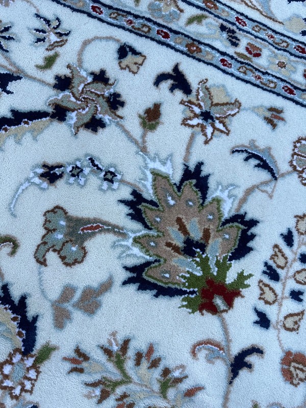 Top Quality New White & Blue Oriental Rug Handmade in India, Silk Accents, 9x12 gallery