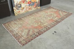 4×8 Turkish Area Rug Hand-Knotted Vintage Neutral Wool Rug Oushak Carpet,842