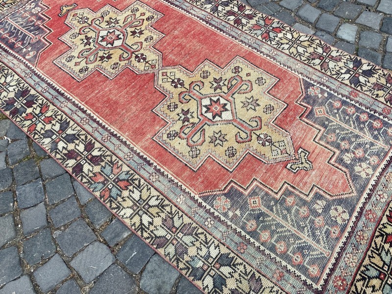 Turkish rug, Vintage rug, Area rug, Handmade rug, Wool rug 3,8 x 7,7 ft gallery