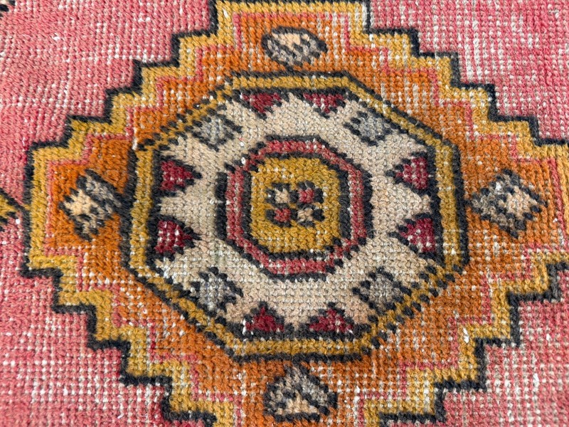 2x3 Vintage Turkish Oushak Rug Small Geometric Rug Accent Entryway Carpet 1990s gallery