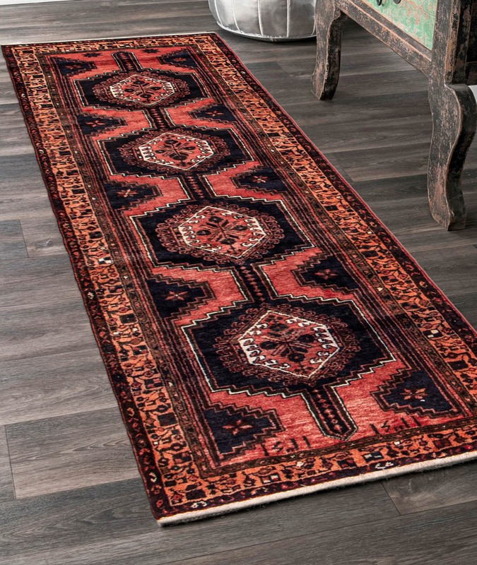 3'7" x 9'5" Vintage Hand-knotted Runner Rug Traditional Oriental Wool Carpet gallery