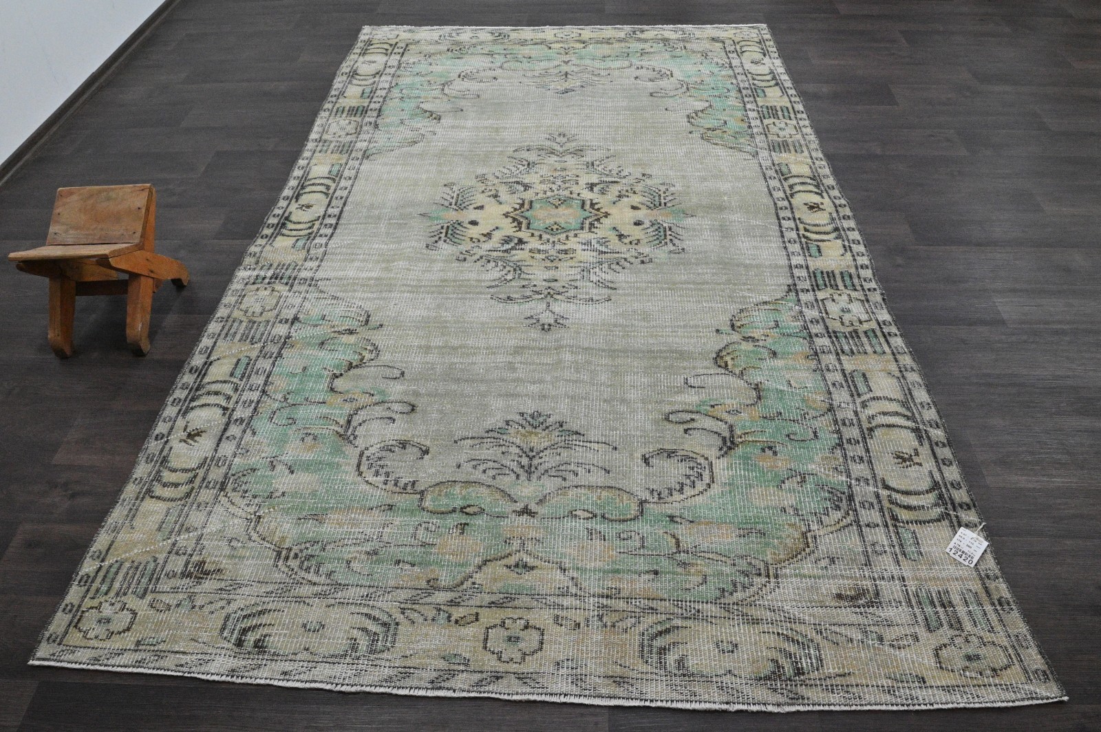 Oushak Turkish Vintage Rug 5x9 Kilim Rug Anatolian Handmade Boho Decor GREEN gallery