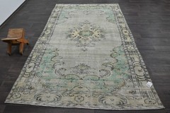 Oushak Turkish Vintage Rug 5×9 Kilim Rug Anatolian Handmade Boho Decor GREEN