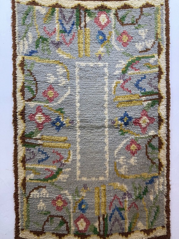 Vintage Beautiful Hand Knotted Swedish Scandinavian Rya Shag Wool Rug Carpet gallery