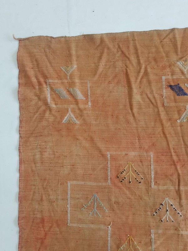 Fine Vintage Traditional Hand Made Oriental Wool Mustard Brown Kilim 134x92cm gallery